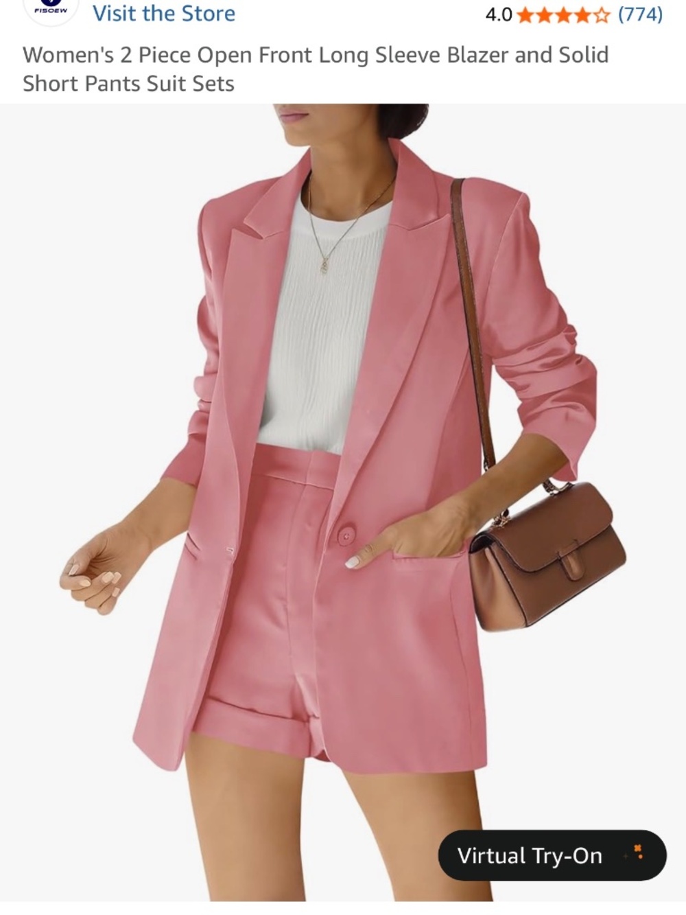Women's 2 Piece Open Front Long Sleeve Blazer and Solid Short Pants Suit Set